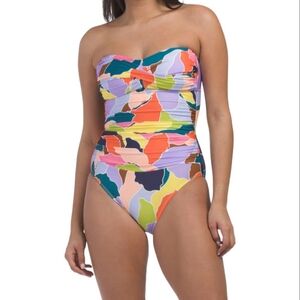 NWT Anne Cole Standard Twist Front Shirred One Piece Bikini Multicolor Size 6
